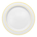 White with Gold Edge Rim Plastic Buffet Plates (9")