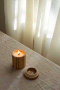 Ochre Striped Candle Jar- White Pine