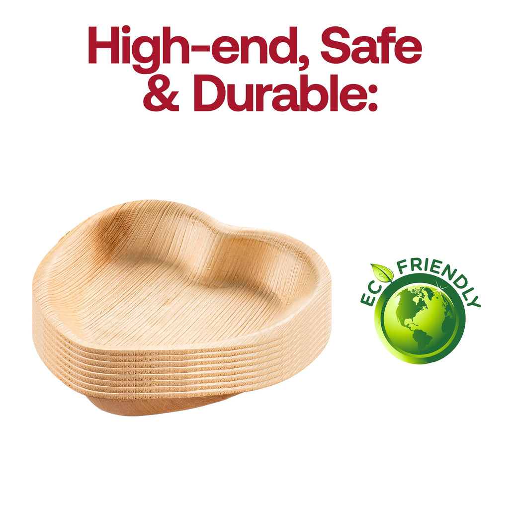 Heart Natural Palm Leaf Eco-Friendly Disposable Appetizer/Salad Plates (6")