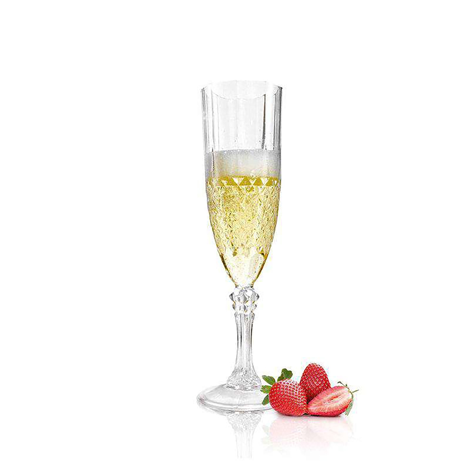 8oz. Crystal Cut Plastic Champagne Glasses - Disposable Wedding Flutes