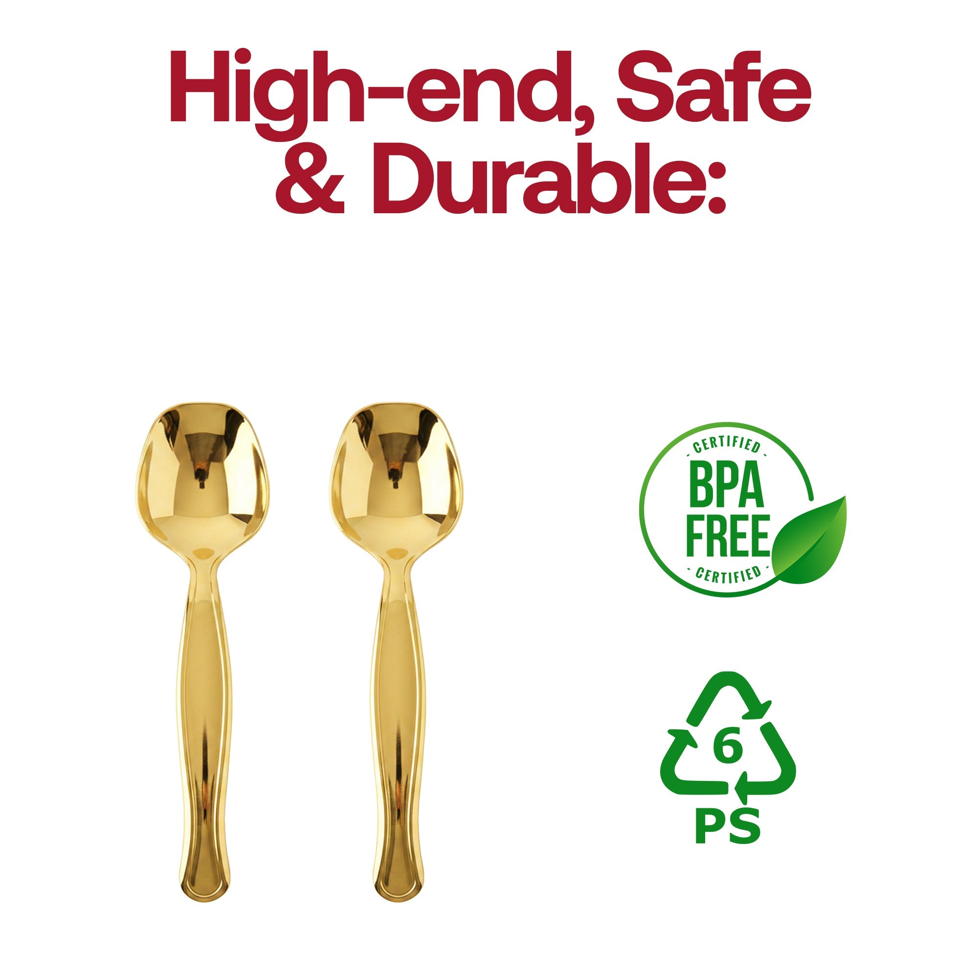 Gold Disposable Plastic Serving Spoons