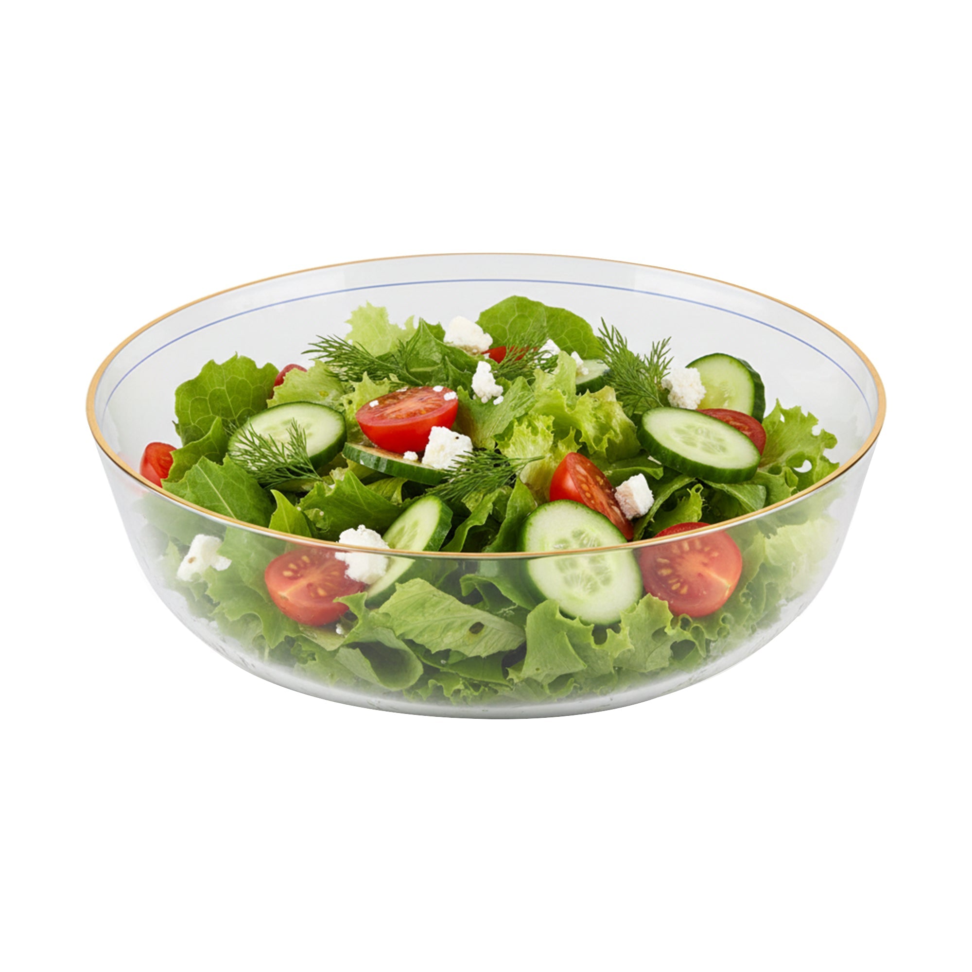 Clear with Gold Flat Plastic Soup Bowls (16 oz.)