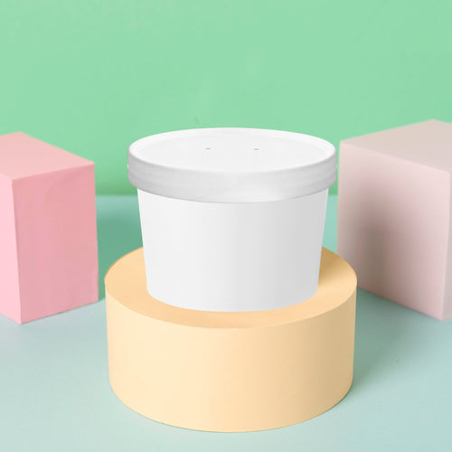 12 oz Squat Paper Soup Cups with Paper Lids