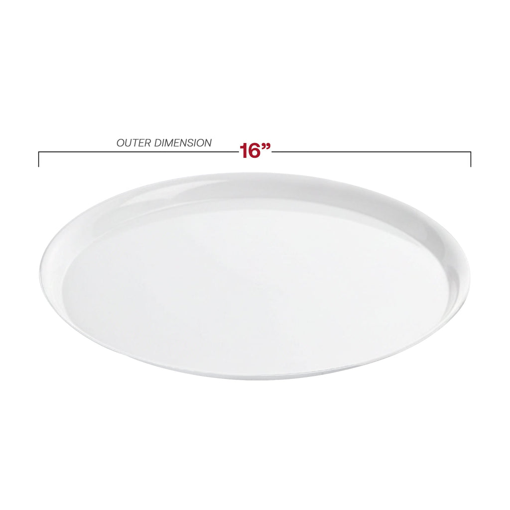 16" White Round Plastic Trays