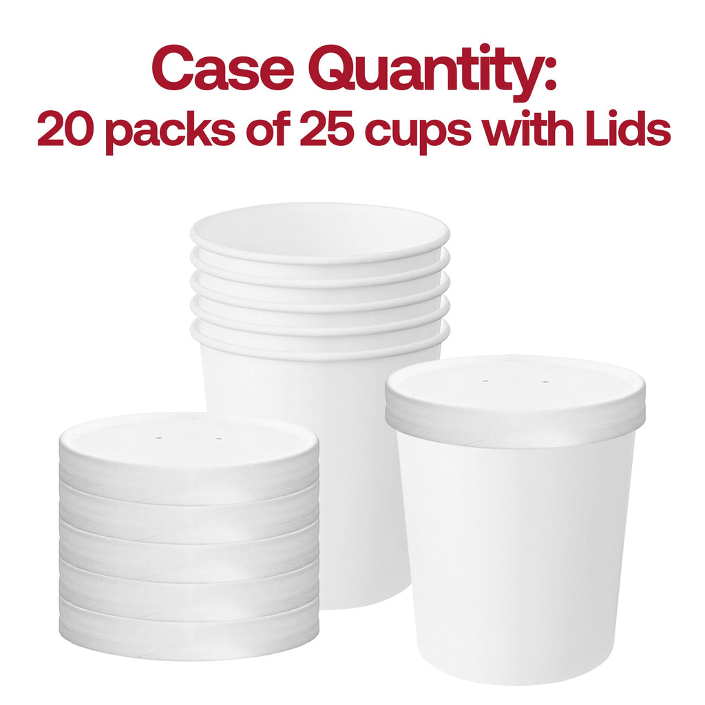 16 oz Squat Paper Soup Cups with Paper Lids