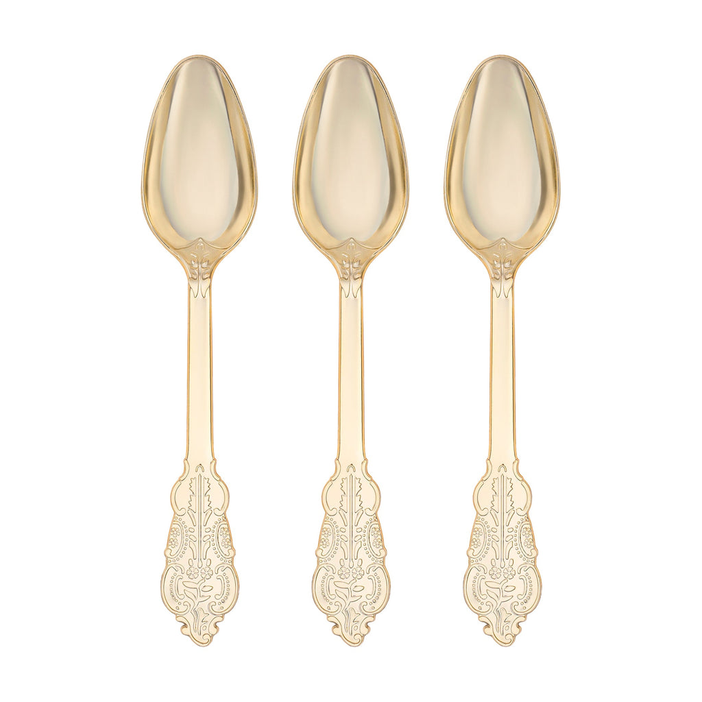 Shiny Baroque Gold Plastic Spoons
