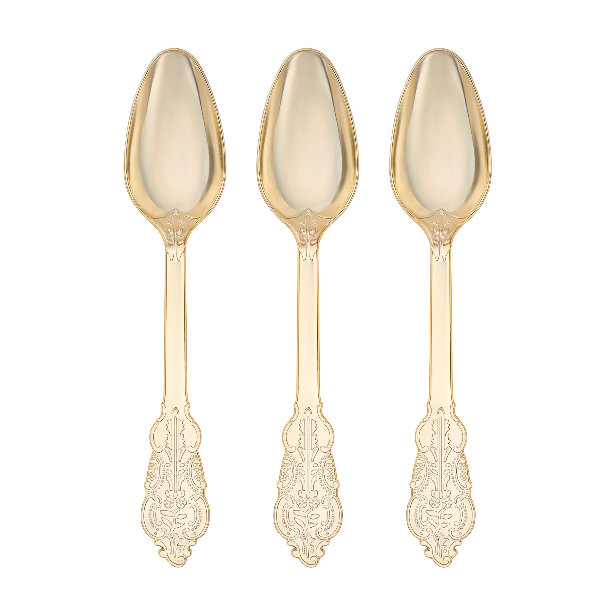 Shiny Baroque Gold Plastic Spoons