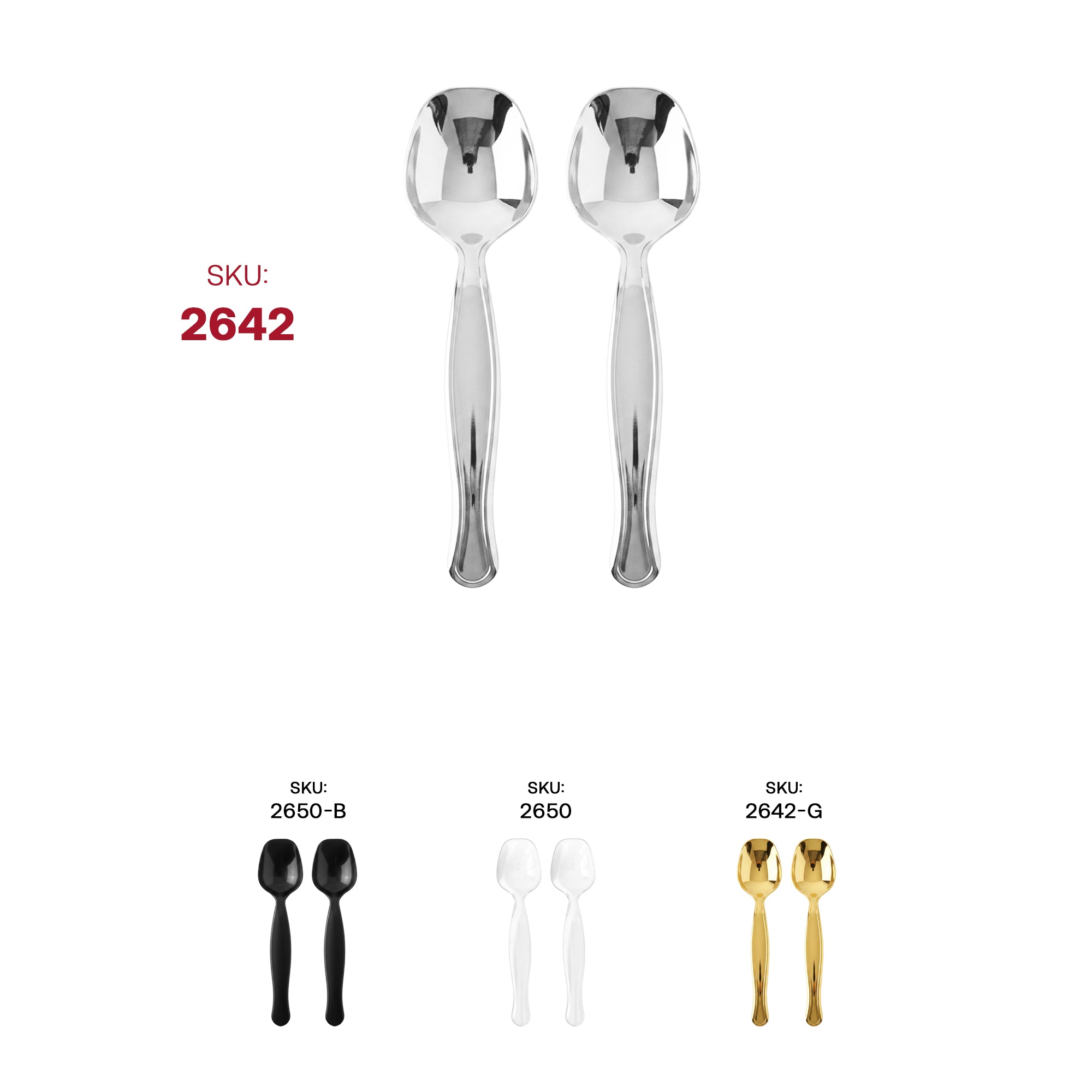 Silver Disposable Plastic Serving Spoons