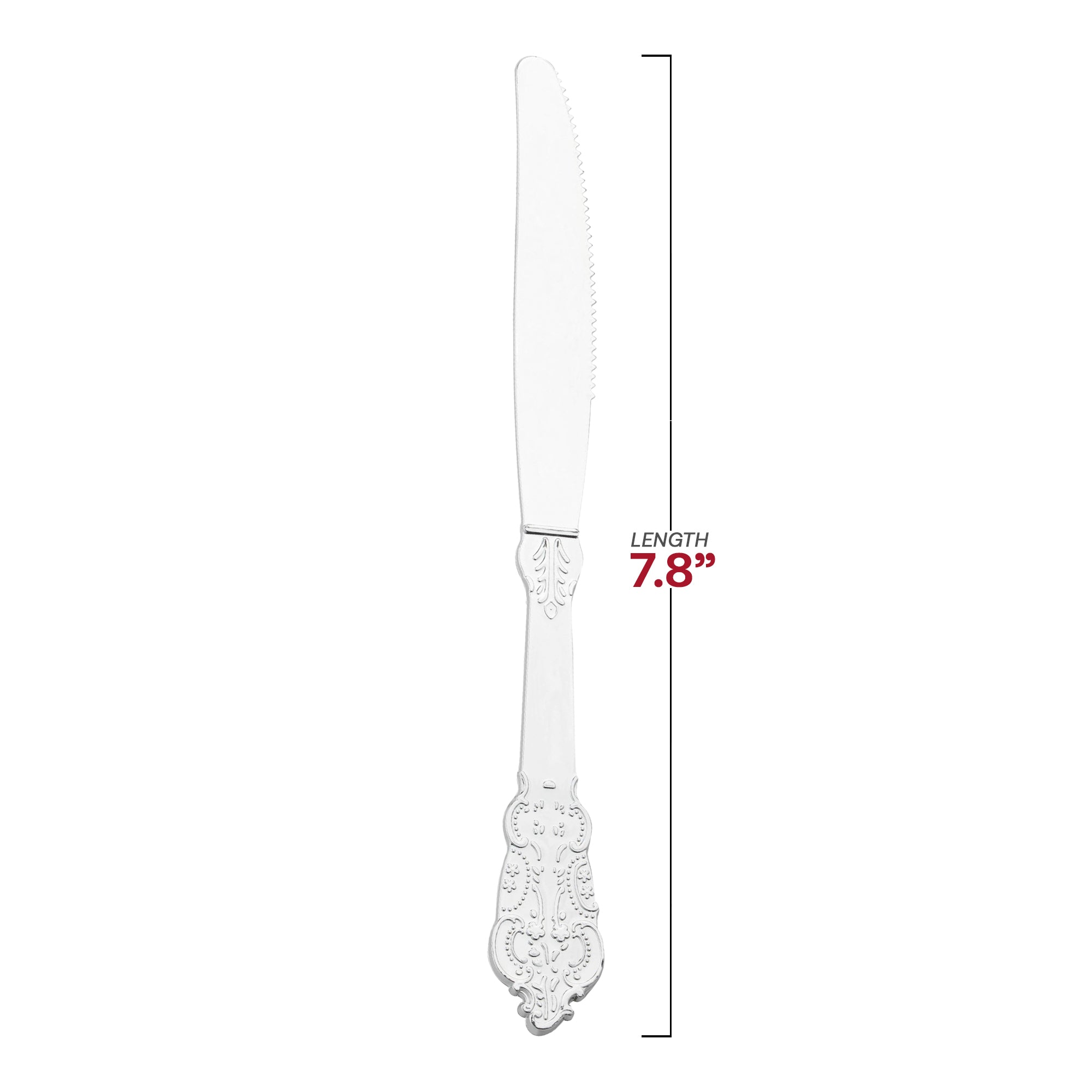 Shiny Baroque Silver Plastic Knives