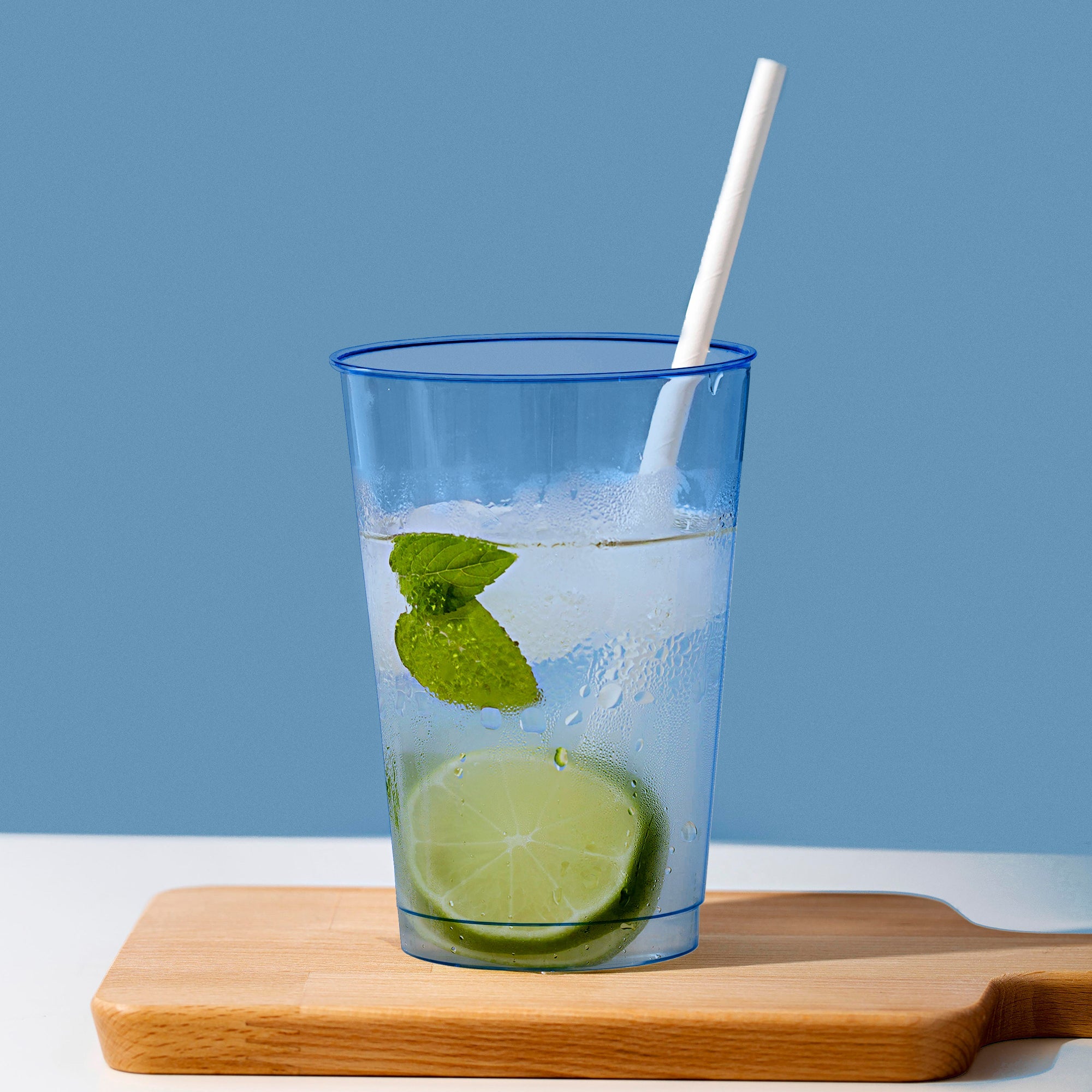 Clear Blue Disposable Plastic Party Cups (12 oz. )