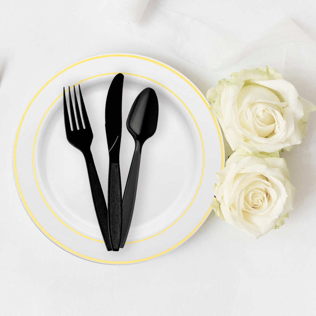 Black Plastic Disposable Spoons