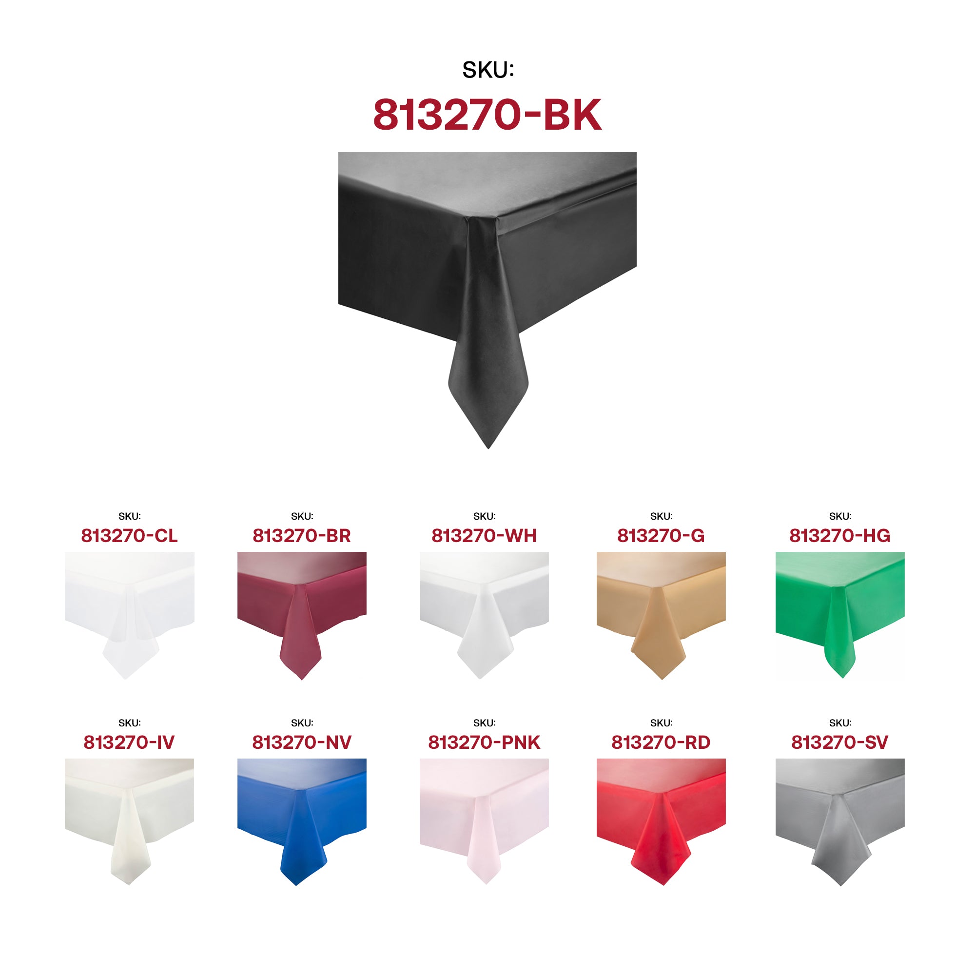Black Rectangular Disposable Plastic Tablecloths (54" x 108")