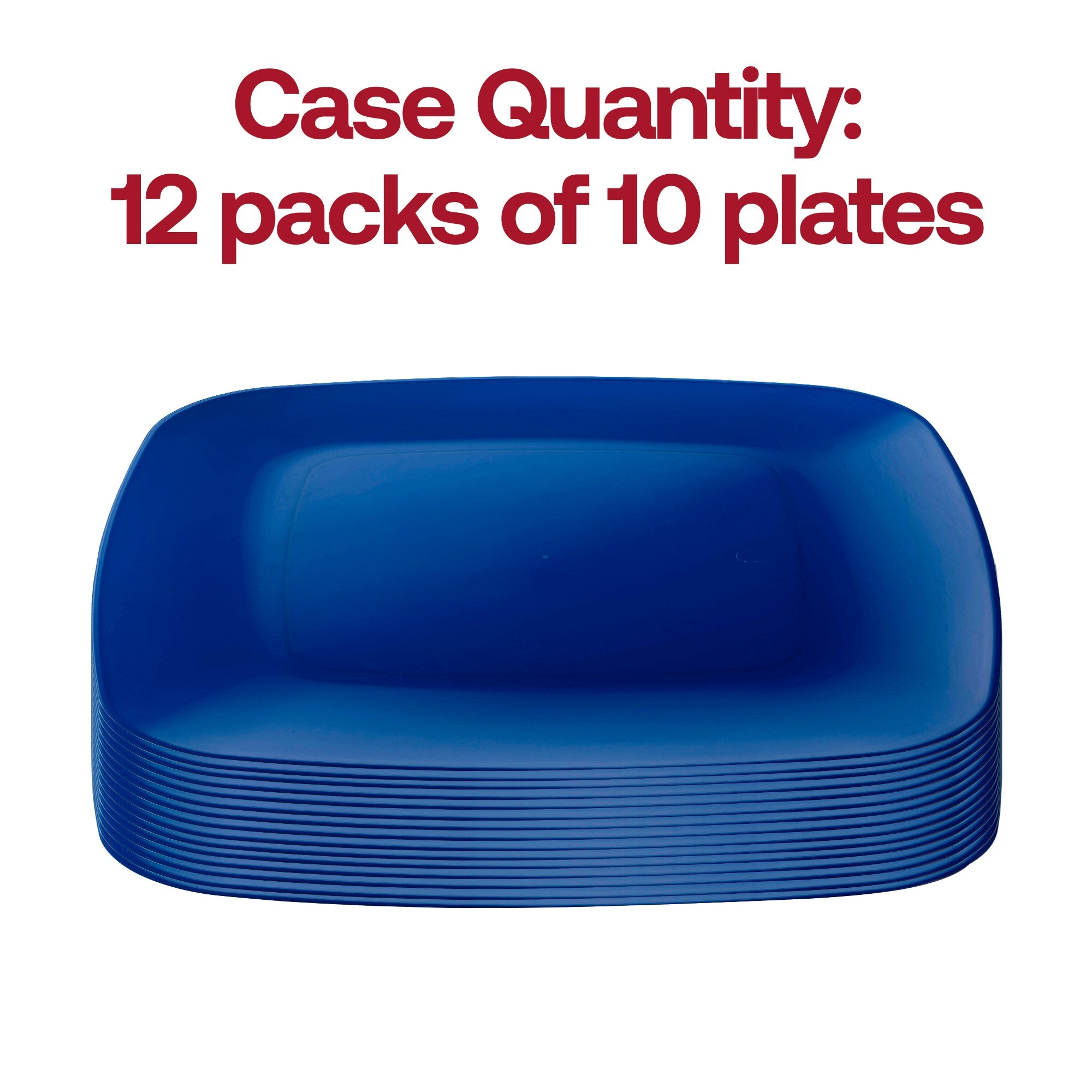Blue Flat Rounded Square Disposable Plastic Buffet Plates (8.5")