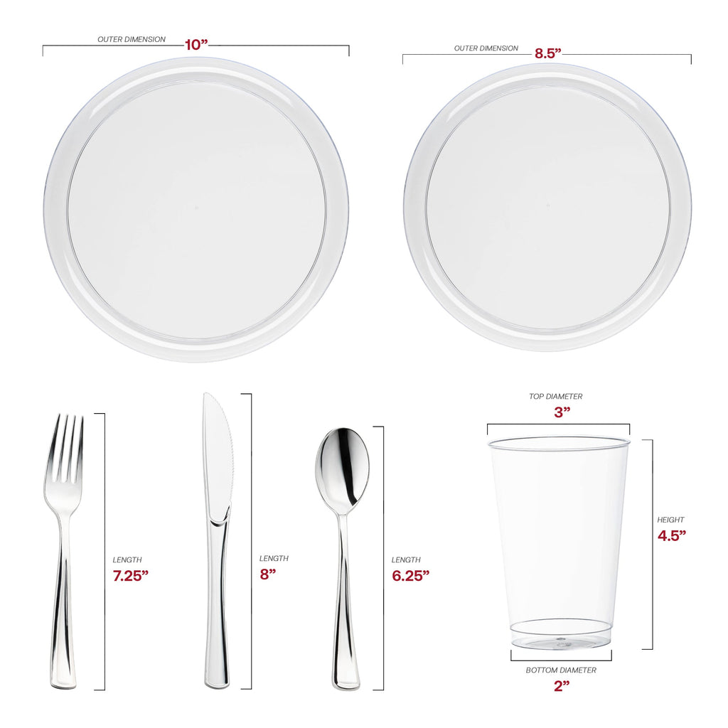 Clear Flat Round Disposable Plastic Wedding Value Set