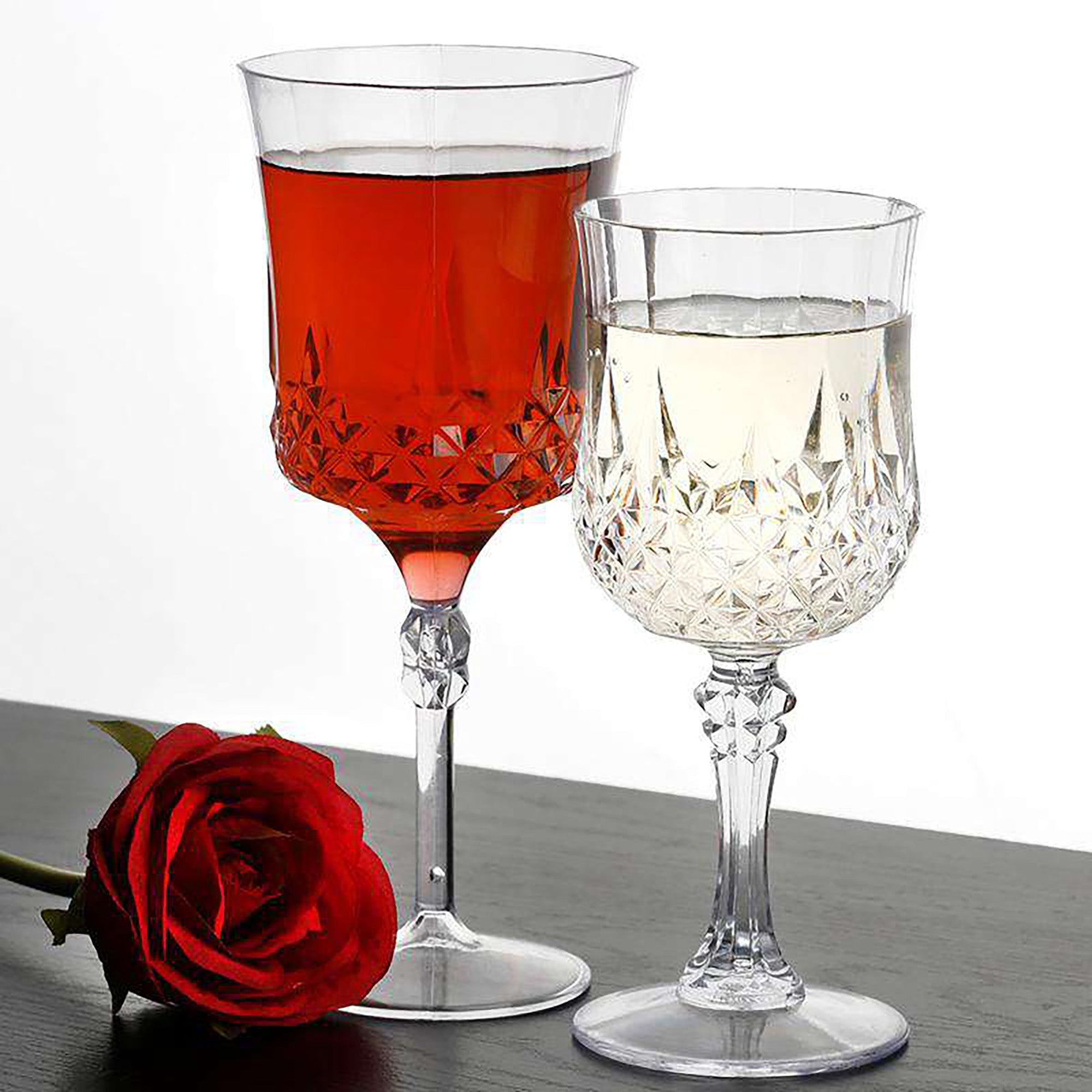 Crystal Cut Plastic Wine Glasses (8 oz. )