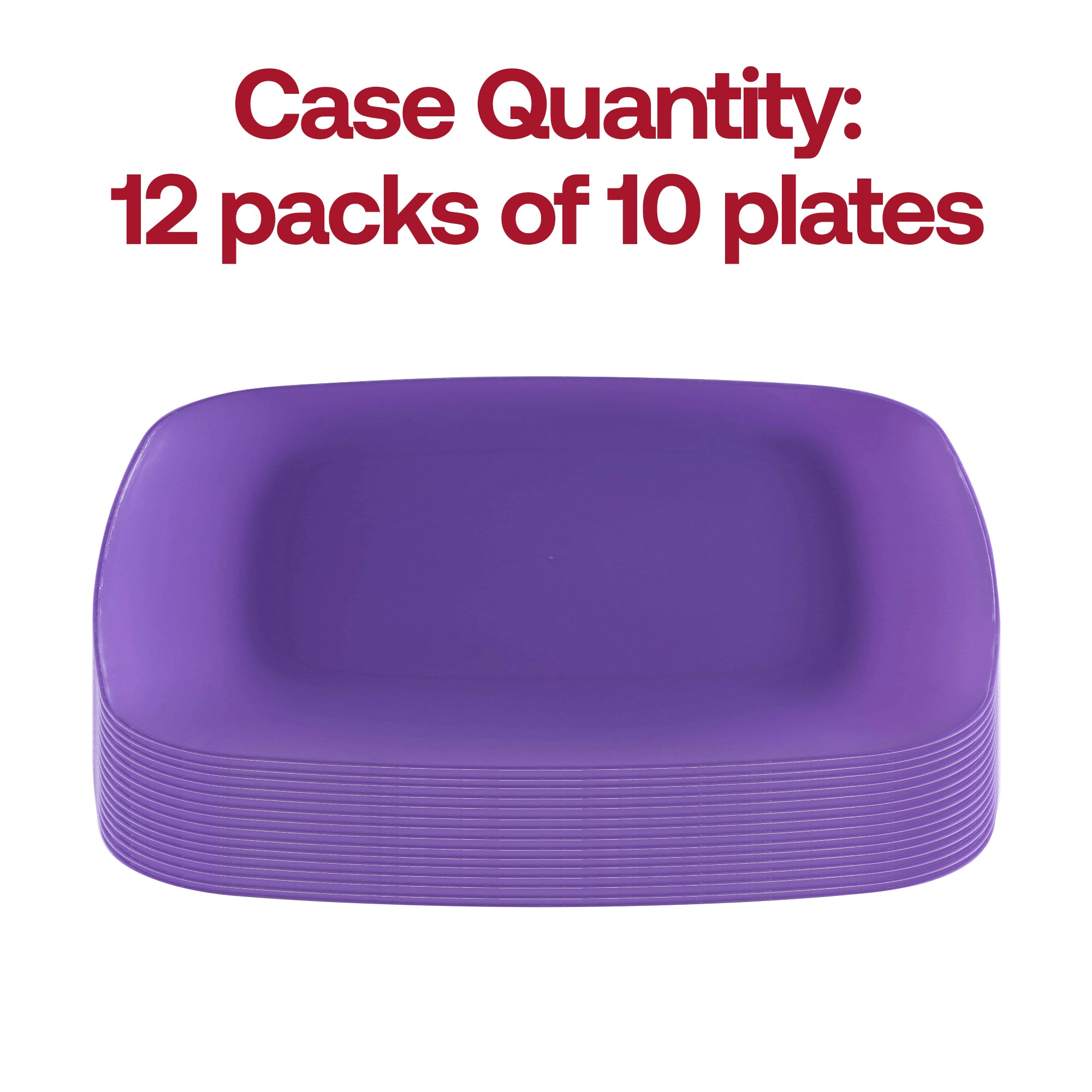 Purple Flat Rounded Square Disposable Plastic Buffet Plates (8.5")