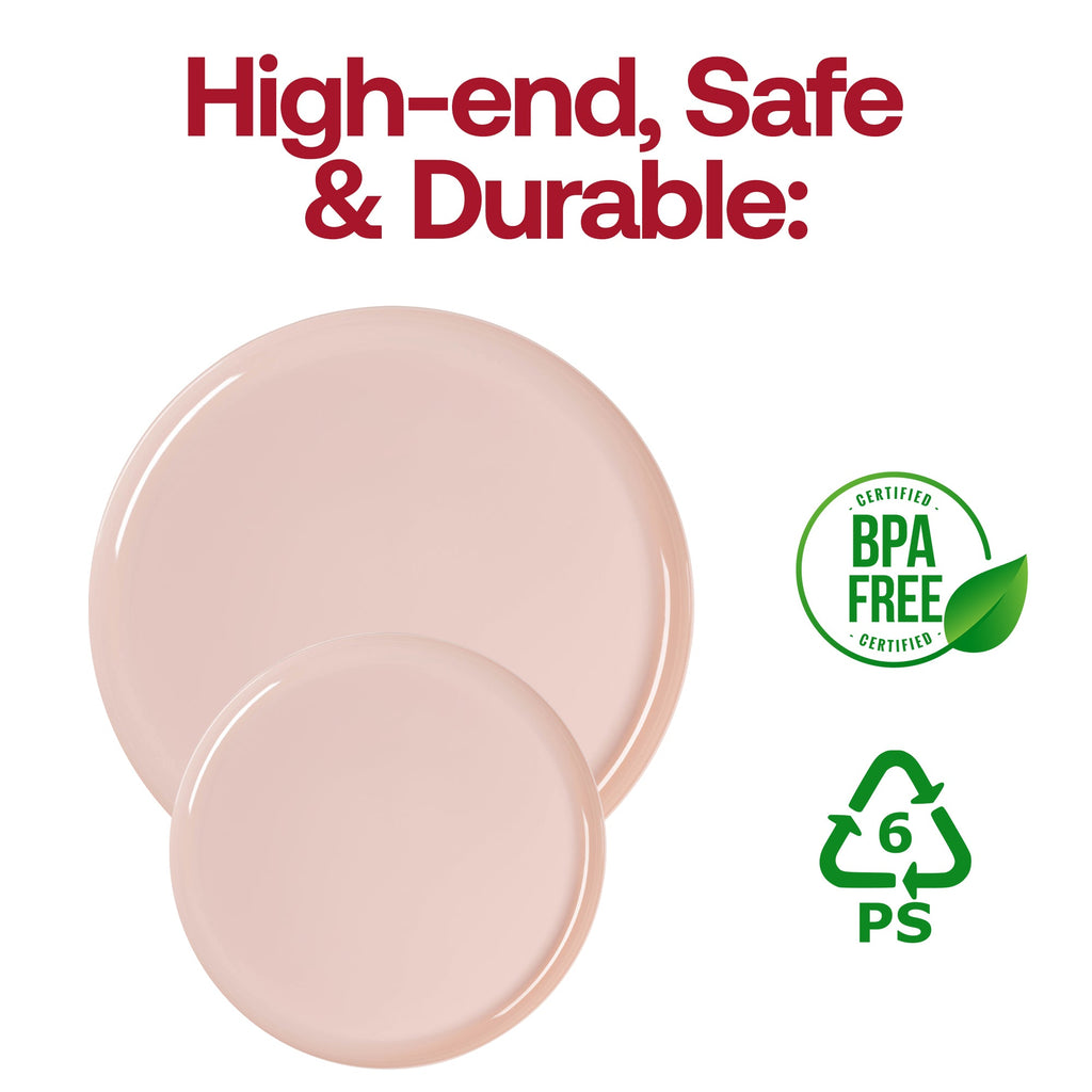 Pink Flat Round Disposable Plastic Appetizer/Salad Plates (8.5")