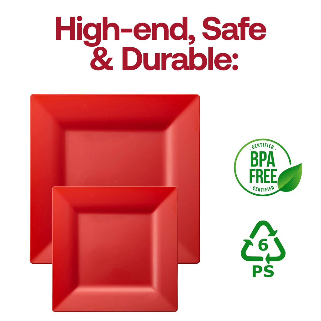 Red Square Plastic Dinner Plates (9.5")