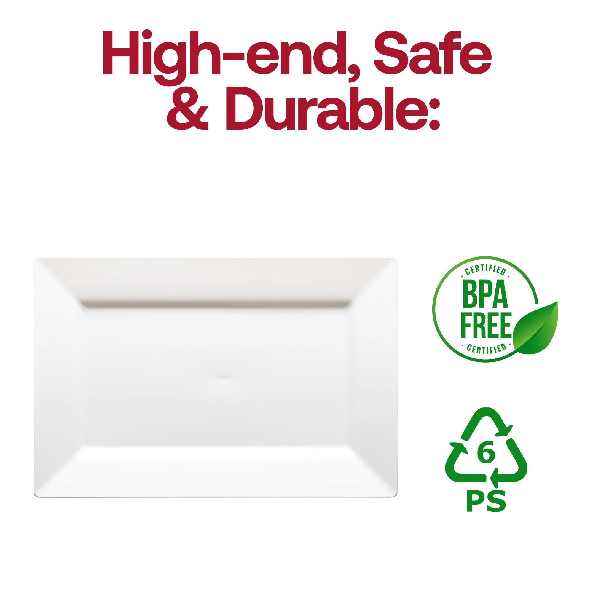 White Rectangular Plastic Dessert Plates (5.5" x 8.5")