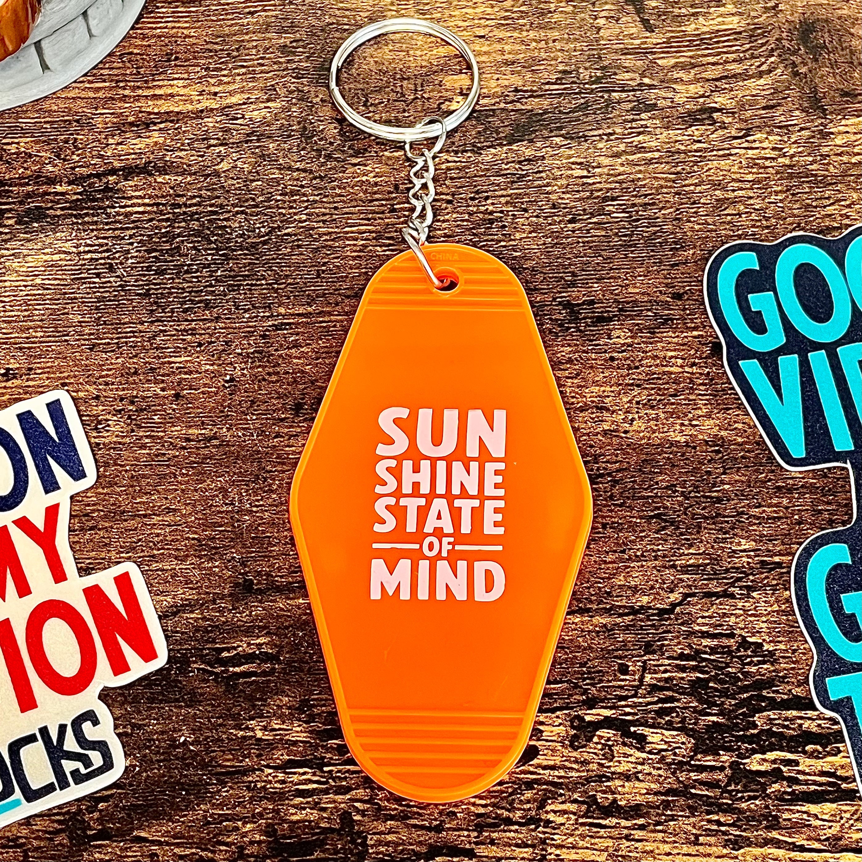 Vintage Style Hotel Key Chain - Orange