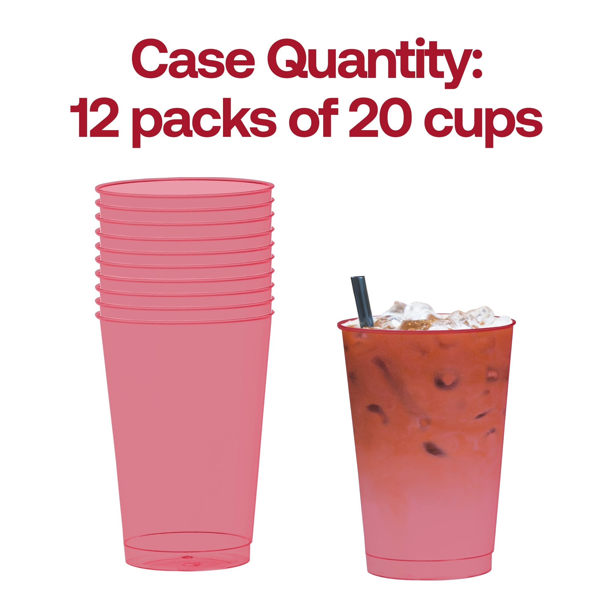 Clear Red Disposable Plastic Party Cups (12 oz. )