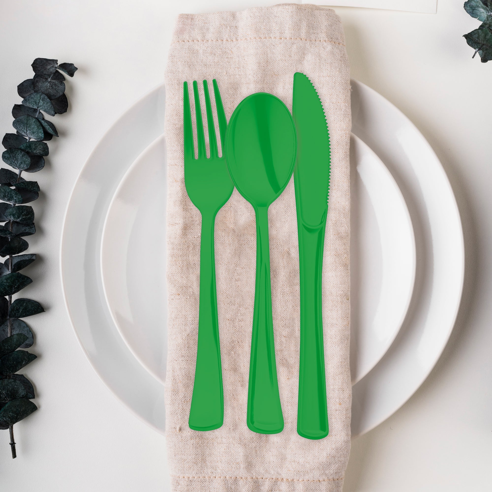 Green Disposable Plastic Party Forks