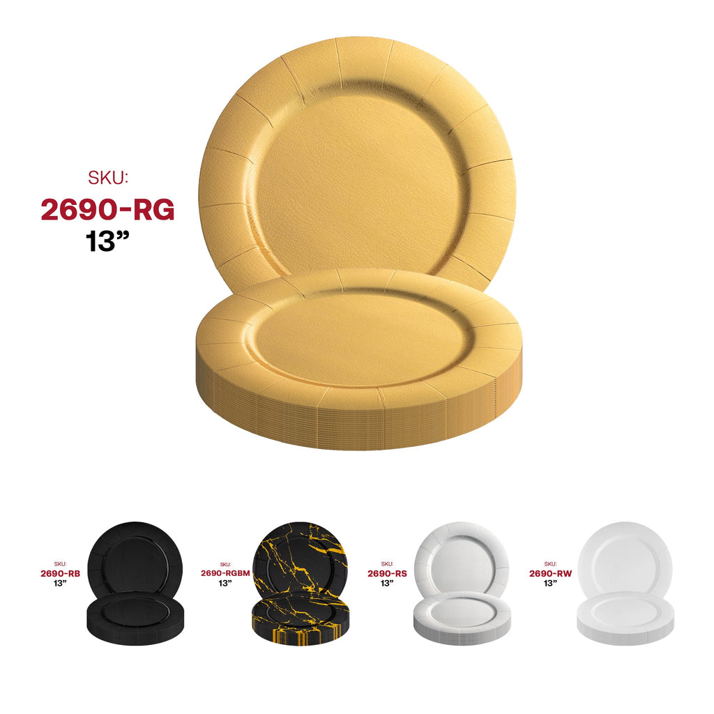 Gold Round Disposable Paper Charger Plates (13")