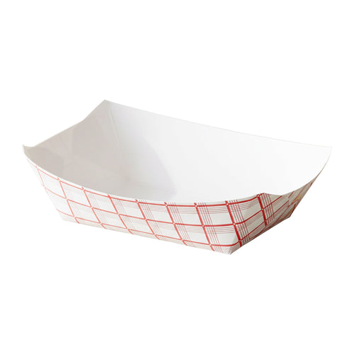 3 lb Red Plaid Paper Food Trays