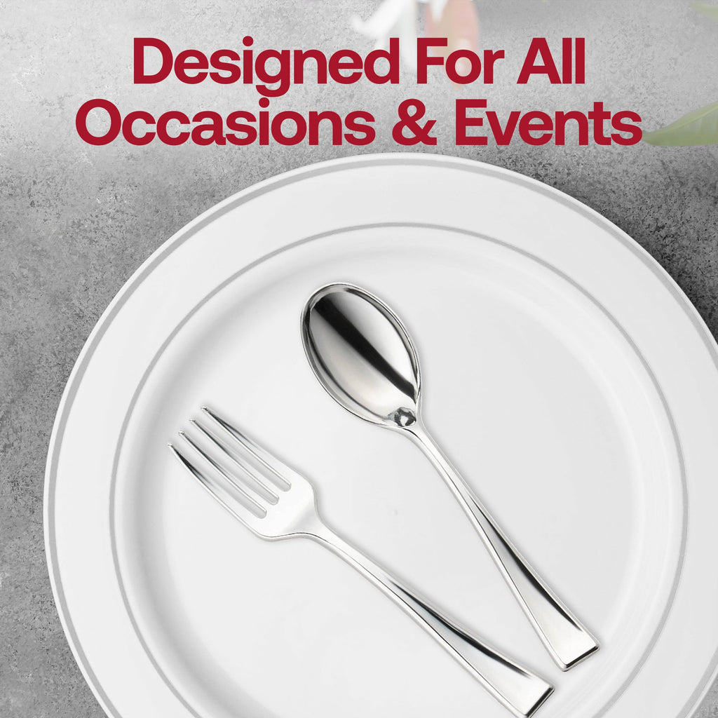 Silver Dessert Disposable Plastic Mini Flatware Set