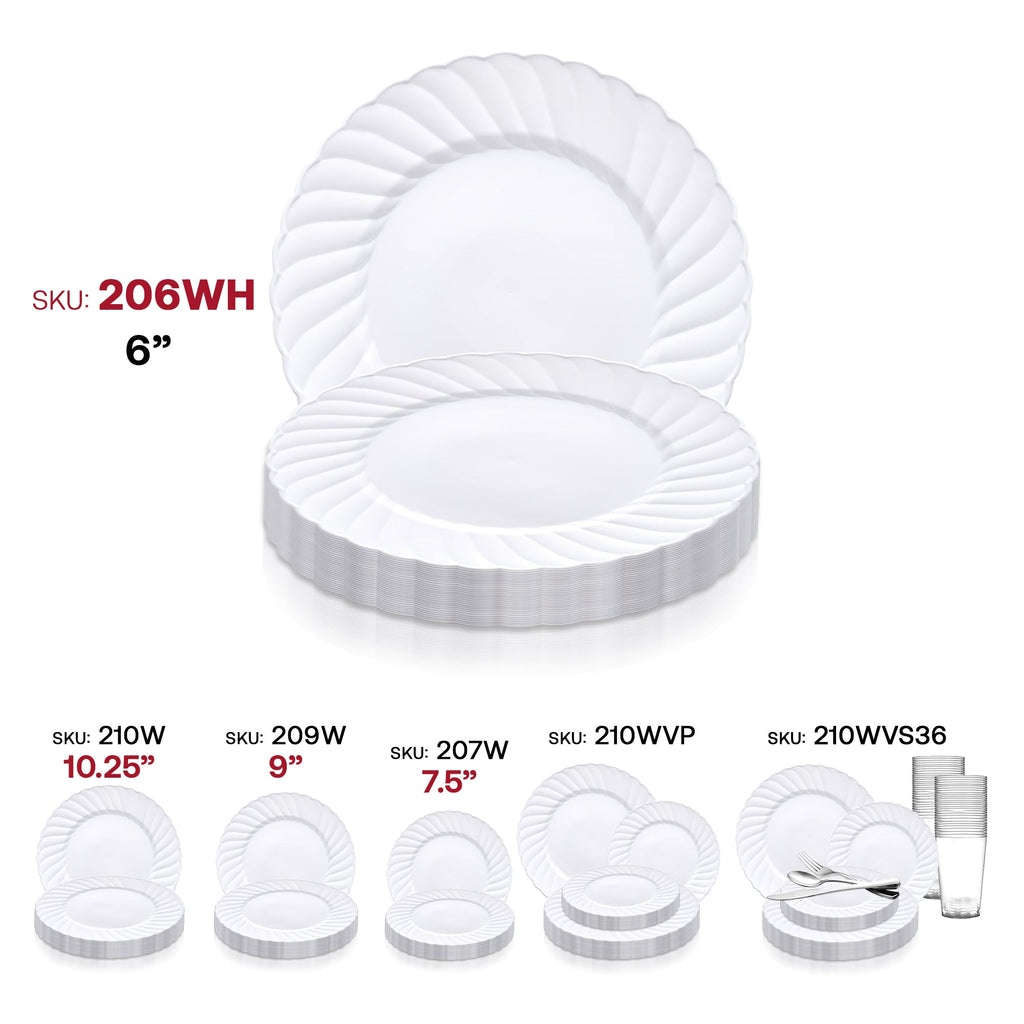 White Flair Plastic Pastry Plates (6")