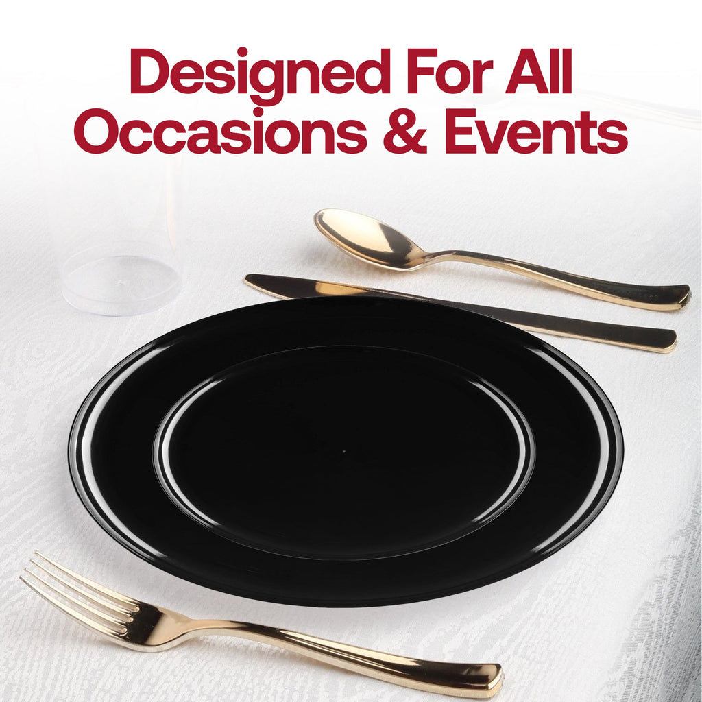 Black Flat Round Disposable Plastic Pastry Plates (6.25")