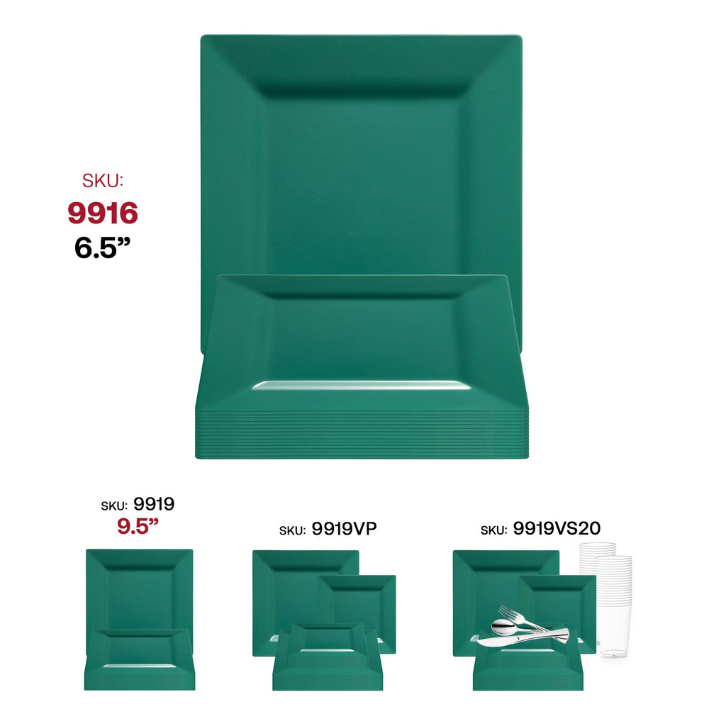 Hunter Green Square Plastic Cake Plates (6.5")