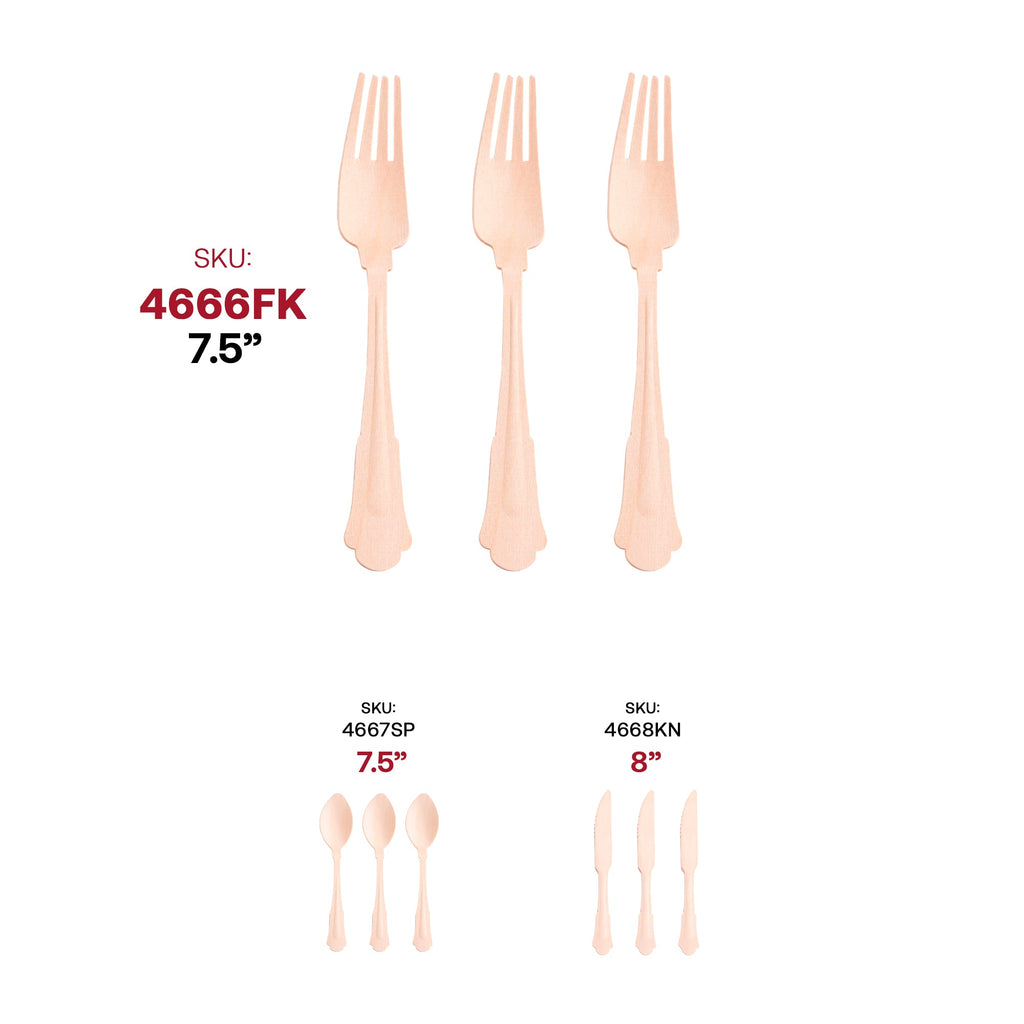 Silhouette Birch Wood Eco Friendly Disposable Dinner Forks