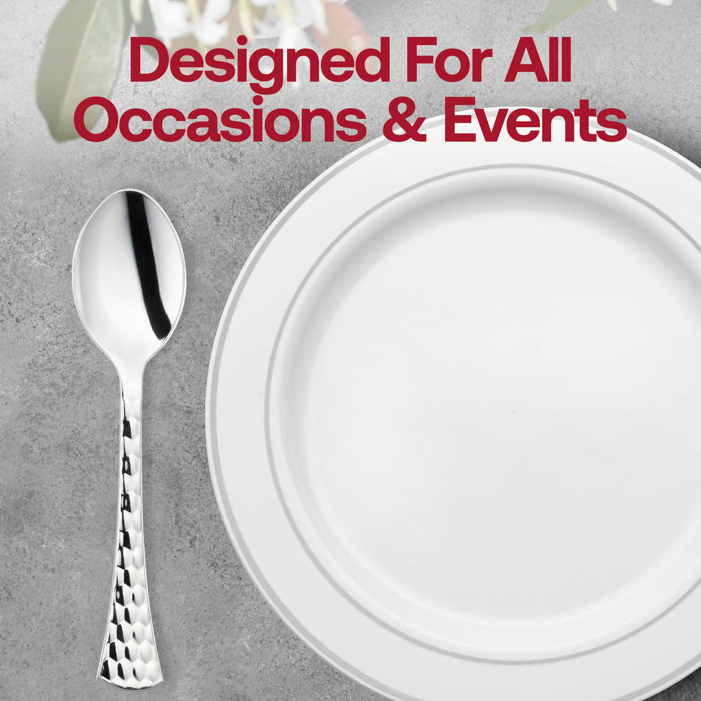 Shiny Silver Glamour Cutlery Disposable Plastic Spoons