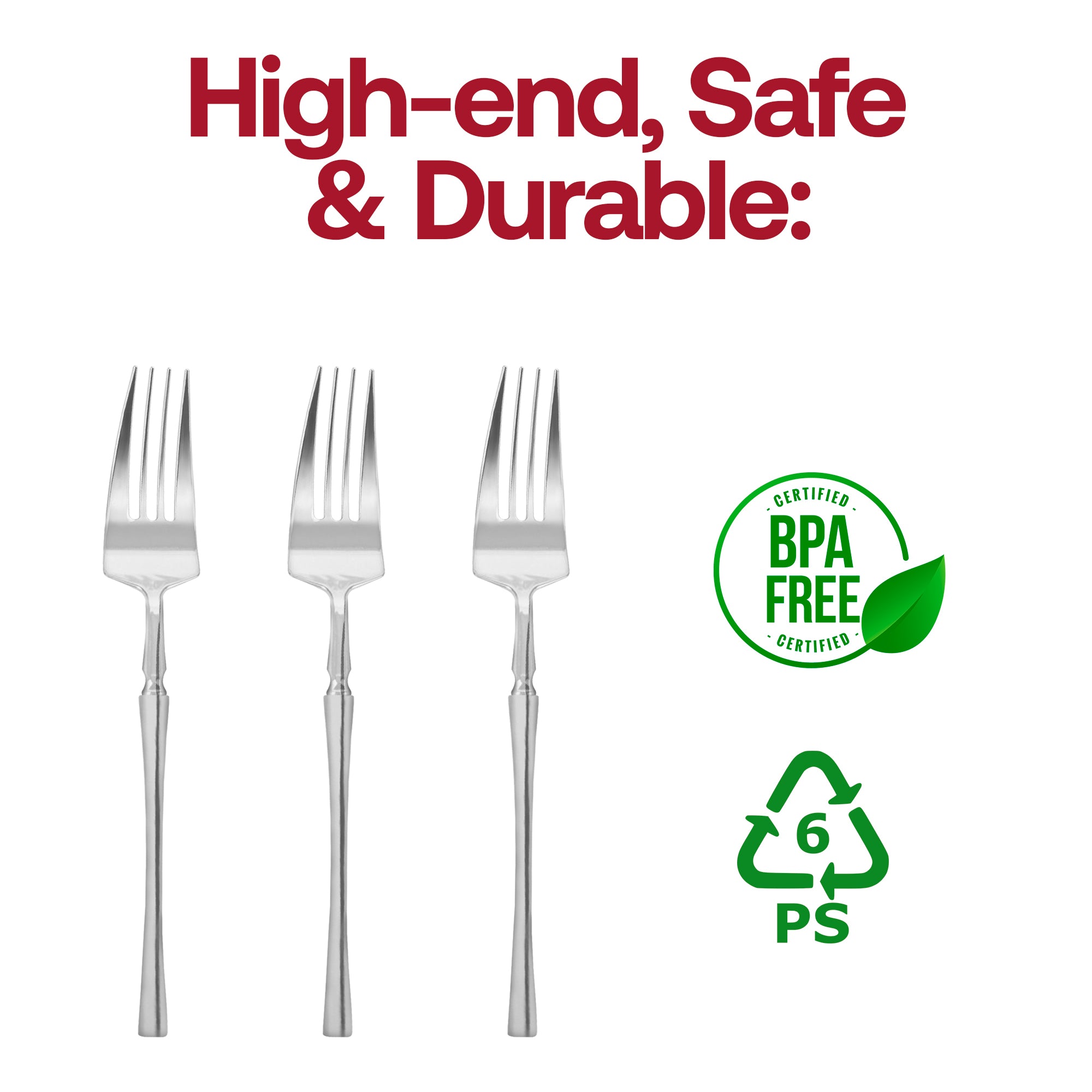 Shiny Silver Moderno Disposable Plastic Dinner Forks