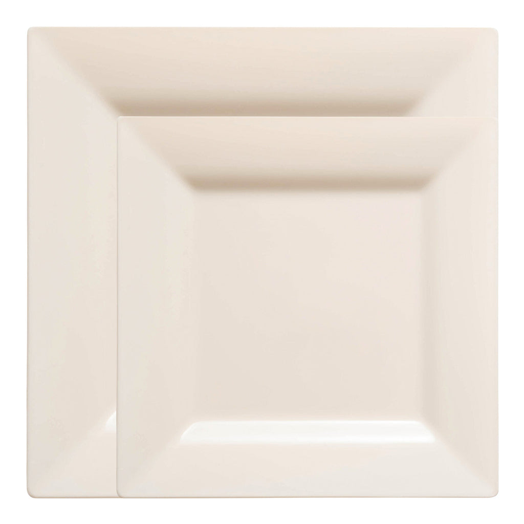Ivory Square Plastic Plates Dinnerware Value Set