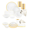 White with Gold Moonlight Round Plastic Grand Wedding Value Set