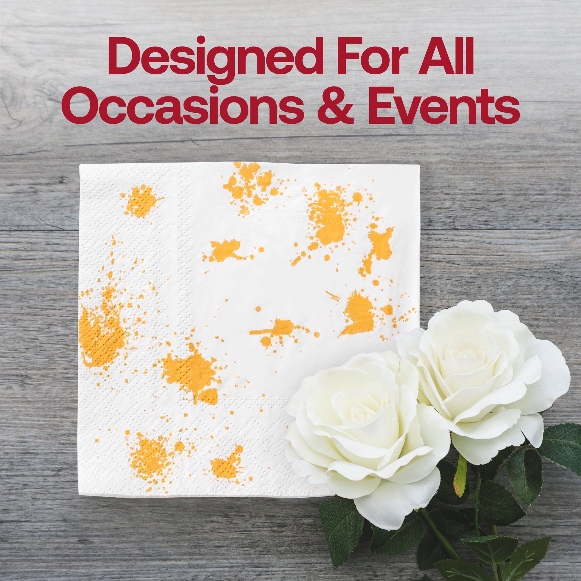 White with Gold Paint Splatter Paper Beverage/Cocktail Napkins