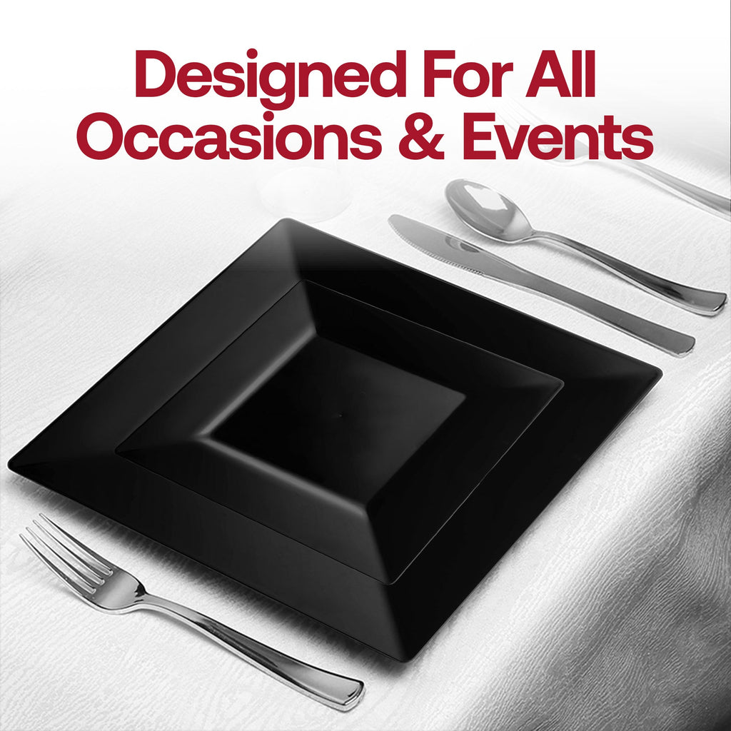 Black Square Plastic Cake Plates (6.5")