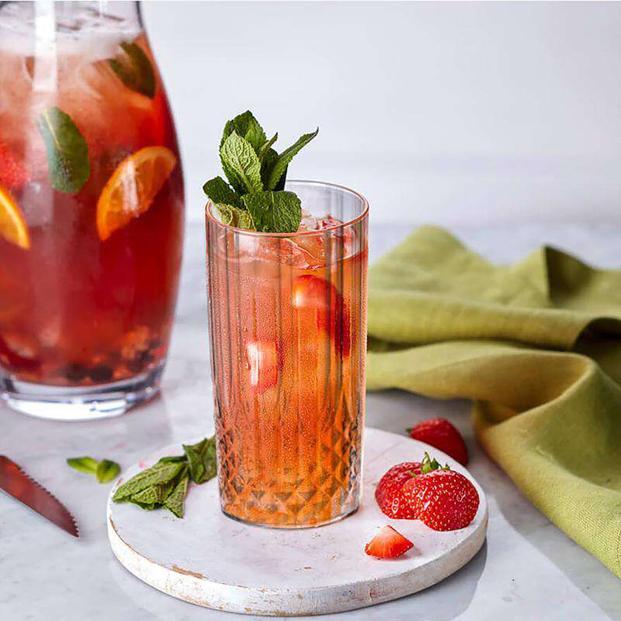 Clear Crystal Cut High Ball Plastic Glasses (14 oz. )