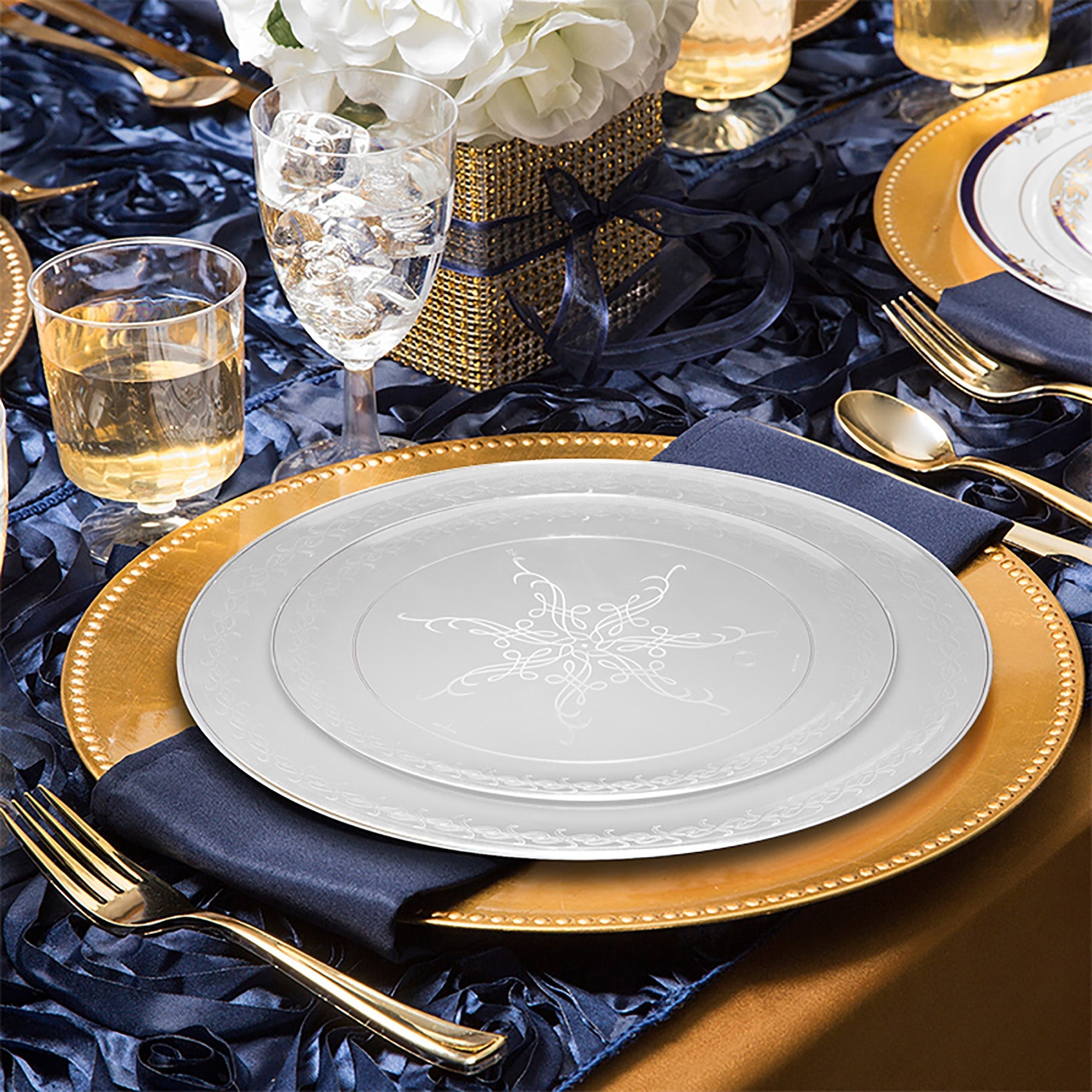 Clear Floral Round Disposable Plastic Pastry Plates (6.25")