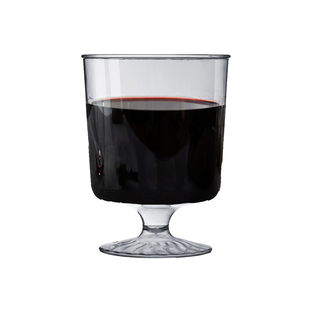 Clear Plastic Pedestal Wine Glasses (8 oz. )