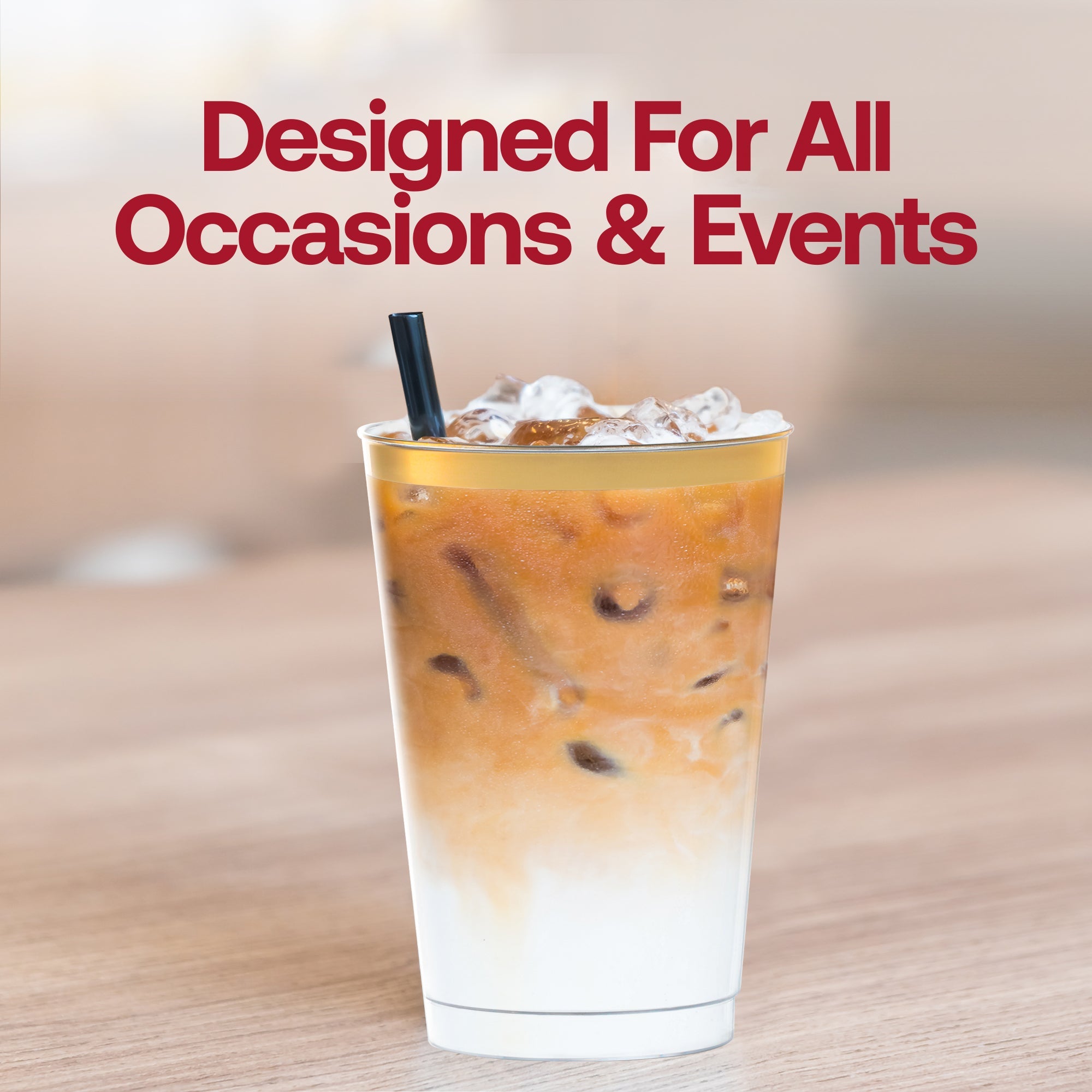 Clear with Metallic Gold Rim Round Tumblers (12 oz. )