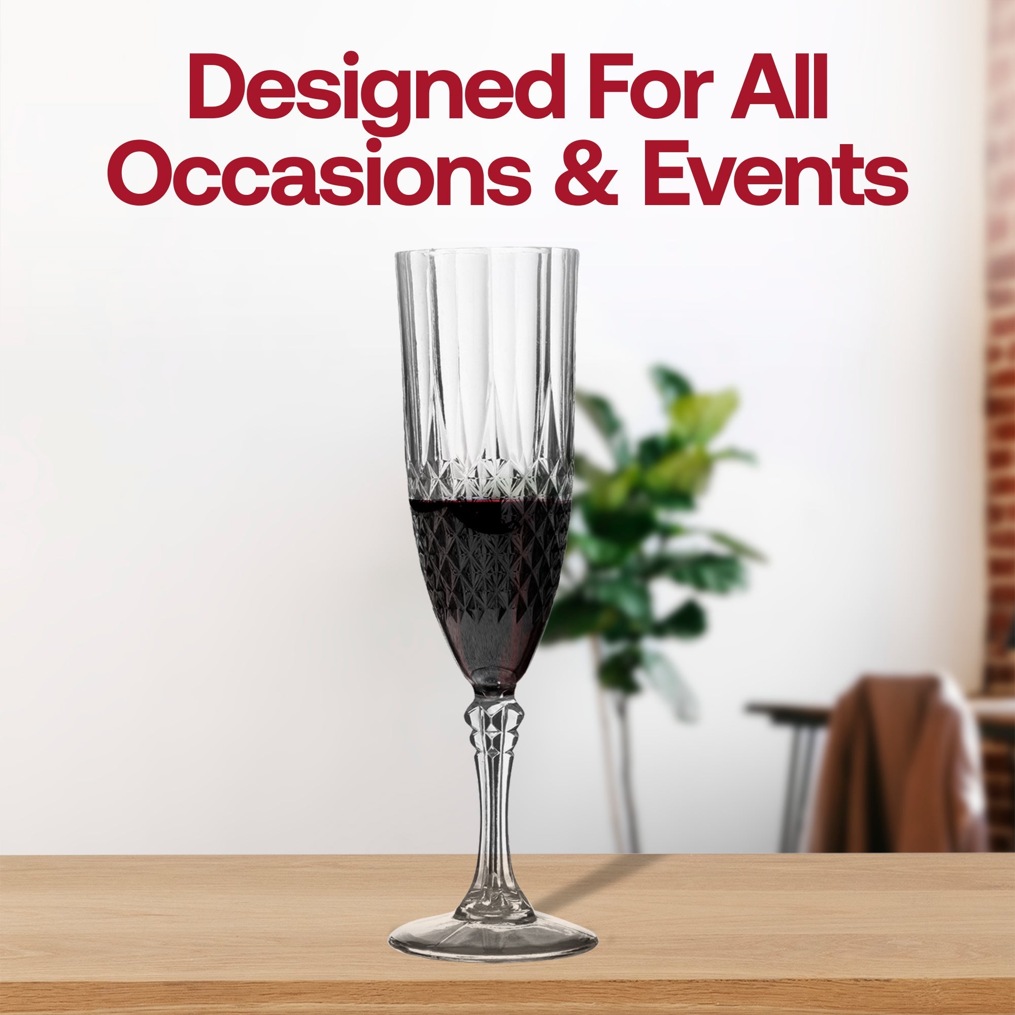 8oz. Crystal Cut Plastic Champagne Glasses - Disposable Wedding Flutes