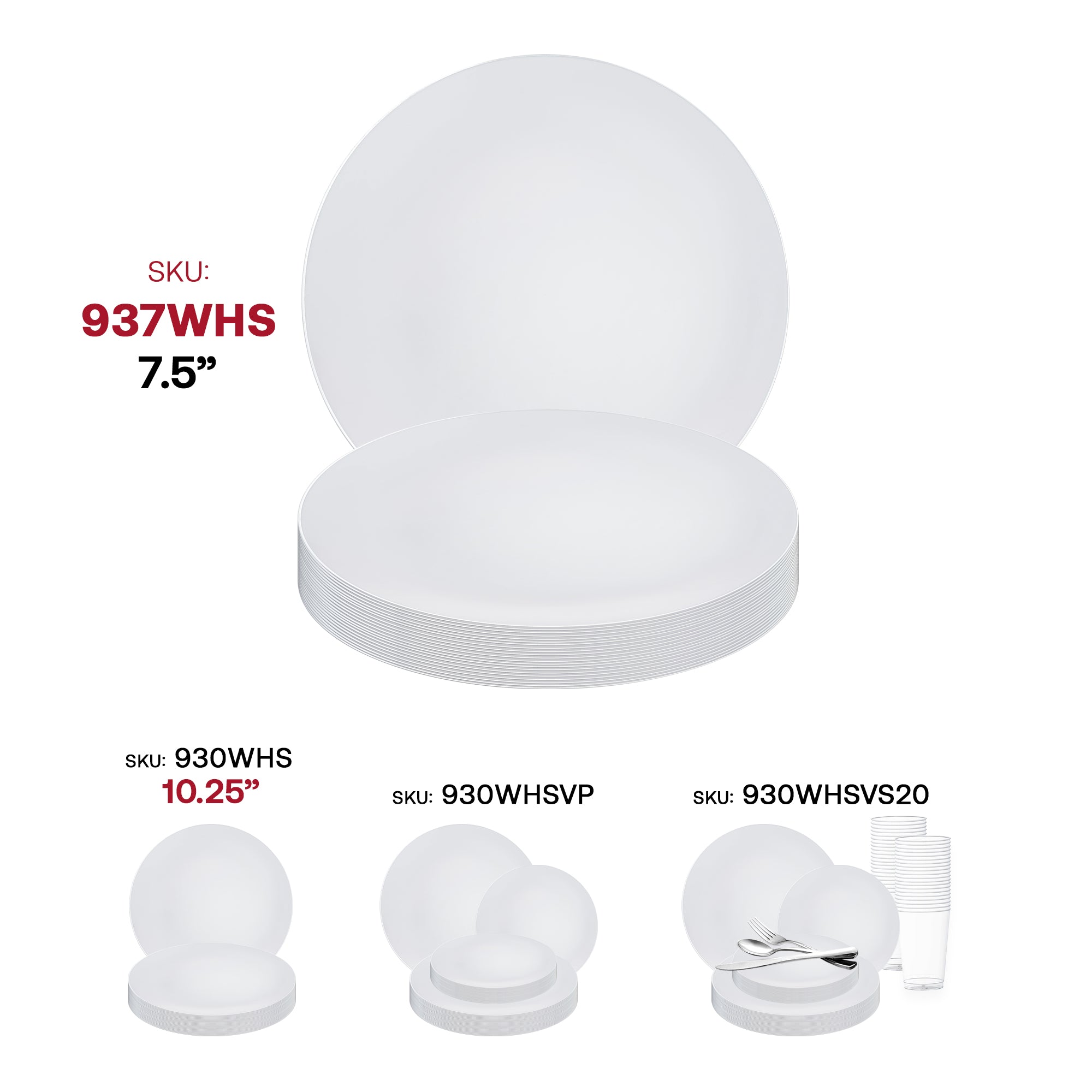 White with Silver Rim Organic Round Disposable Plastic Appetizer/Salad Plates (7.5")