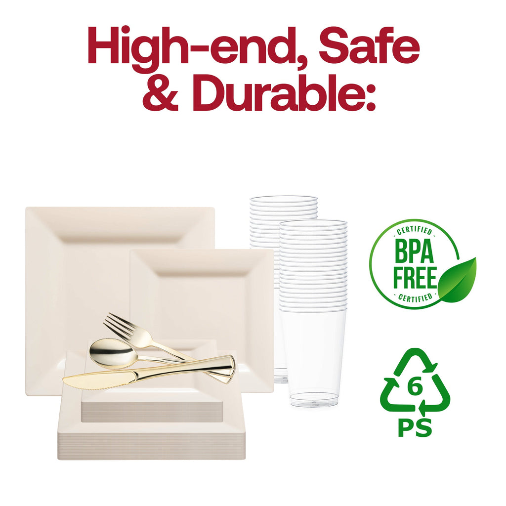 Ivory Square Plastic Wedding Value Set