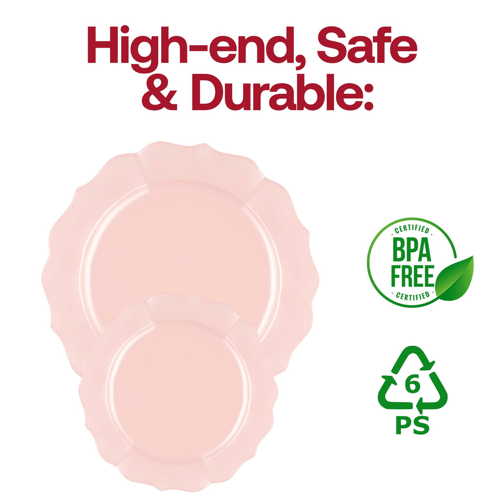 Pearl Pink Round Lotus Plastic Dinnerware Value Set