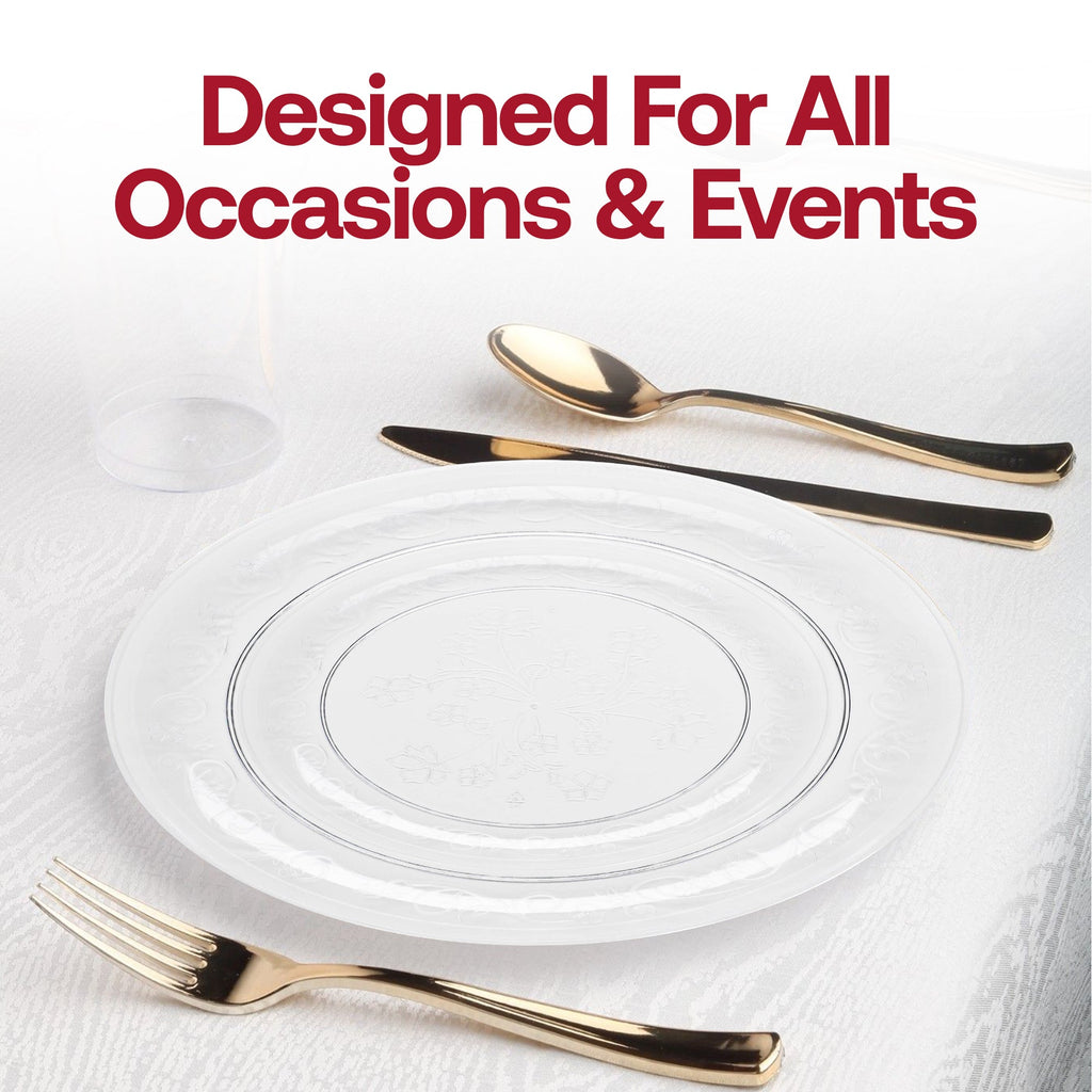 Clear Floral Round Disposable Plastic Appetizer/Salad Plates (7")