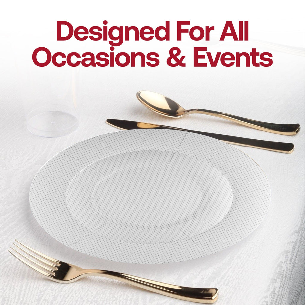 Glitz White Round Disposable Paper Charger Plates (13")