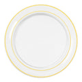 Clear with Gold Edge Rim Plastic Dinner Plates (10.25")